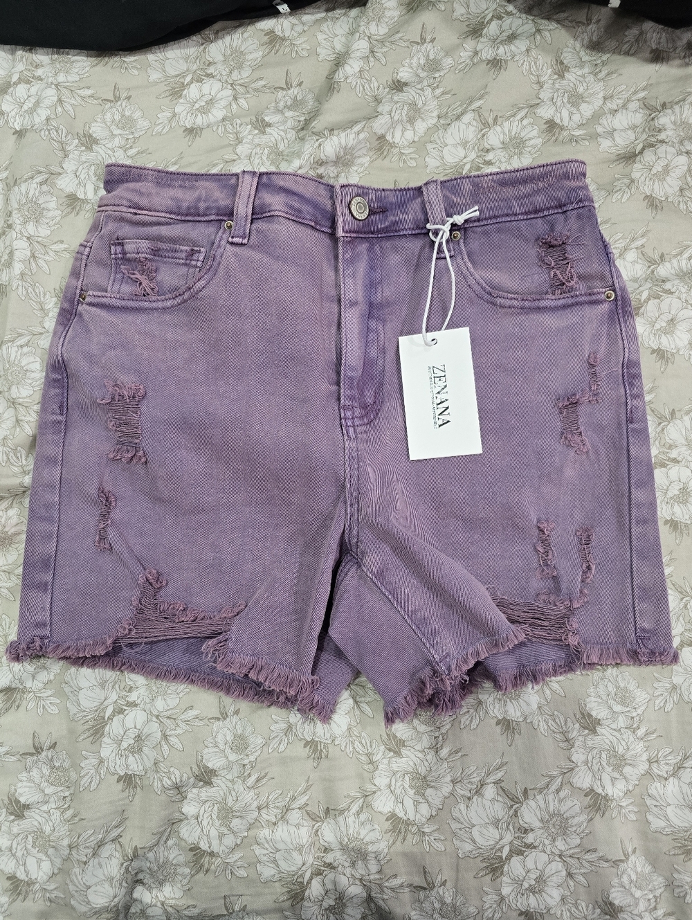 Zenana Stretch Purple Shorts